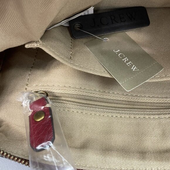 J Crew Signet Crossbody Bag Purse Flap Over Pebbled Italian Leather Red New - Picture 11 of 16